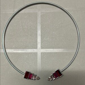 NEW Red & Pink Crystal & Brass Choker Necklace